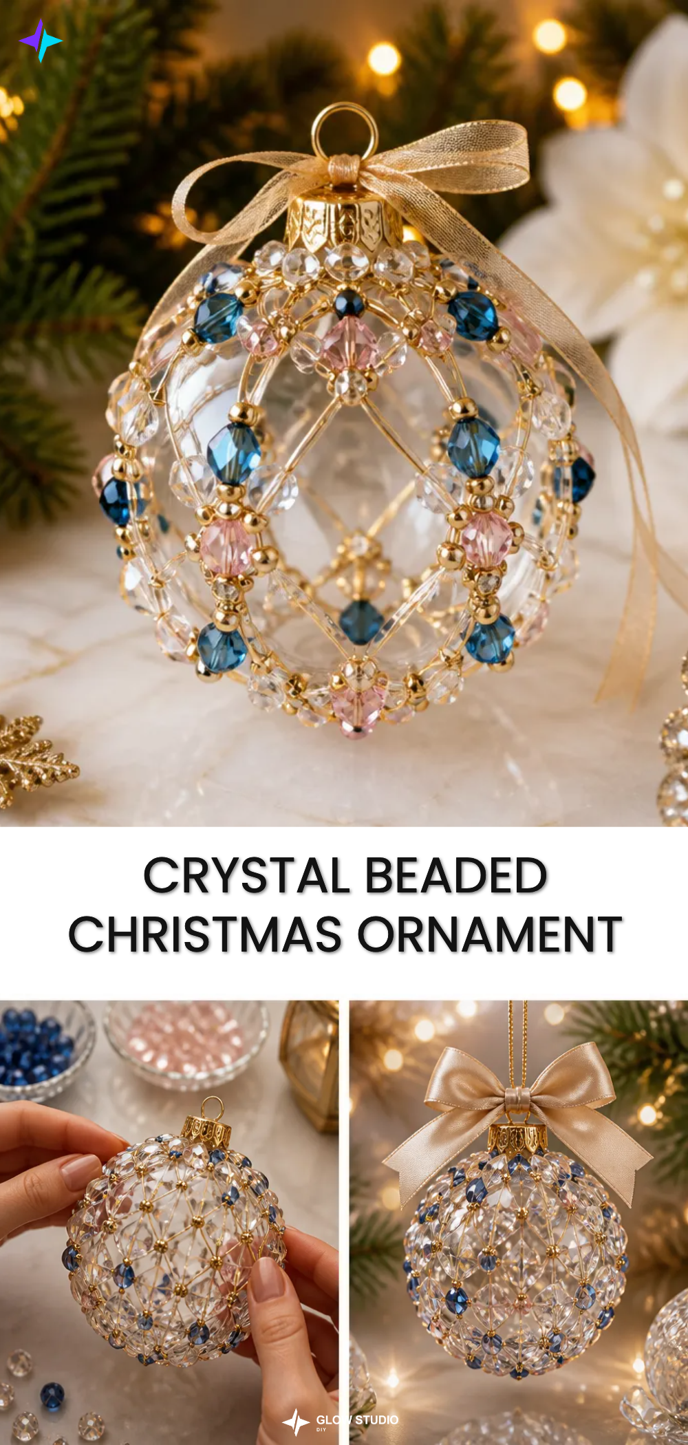 Crystal Beaded Christmas Ornament