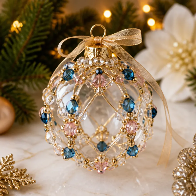 Crystal Beaded Christmas Ornament