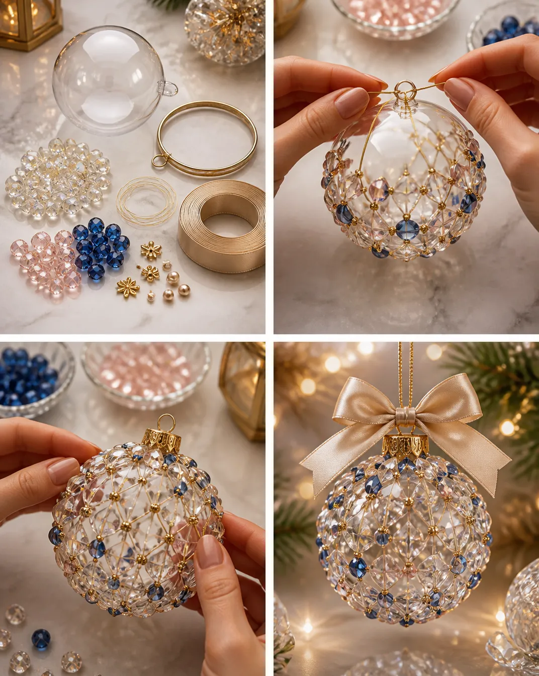 Crystal Beaded Christmas Ornament