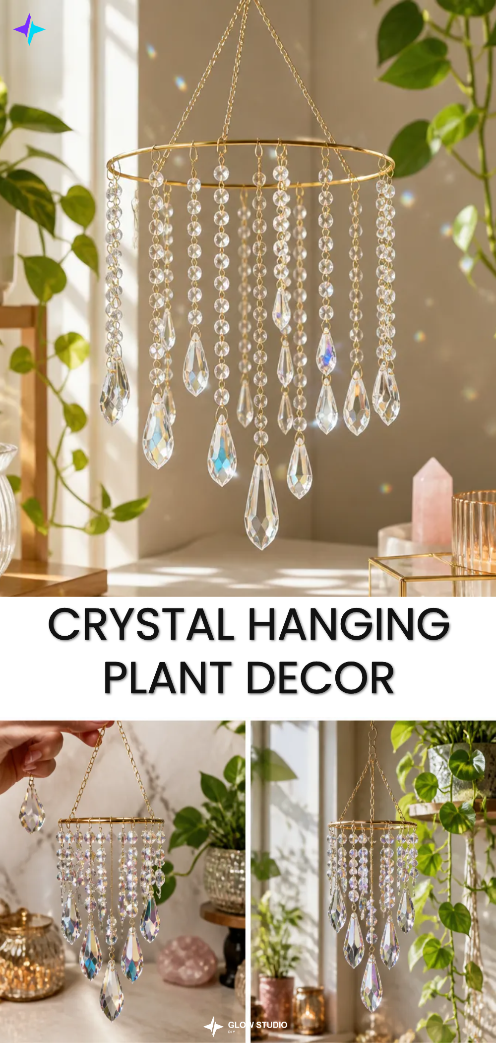 Crystal Hanging Plant Decor
