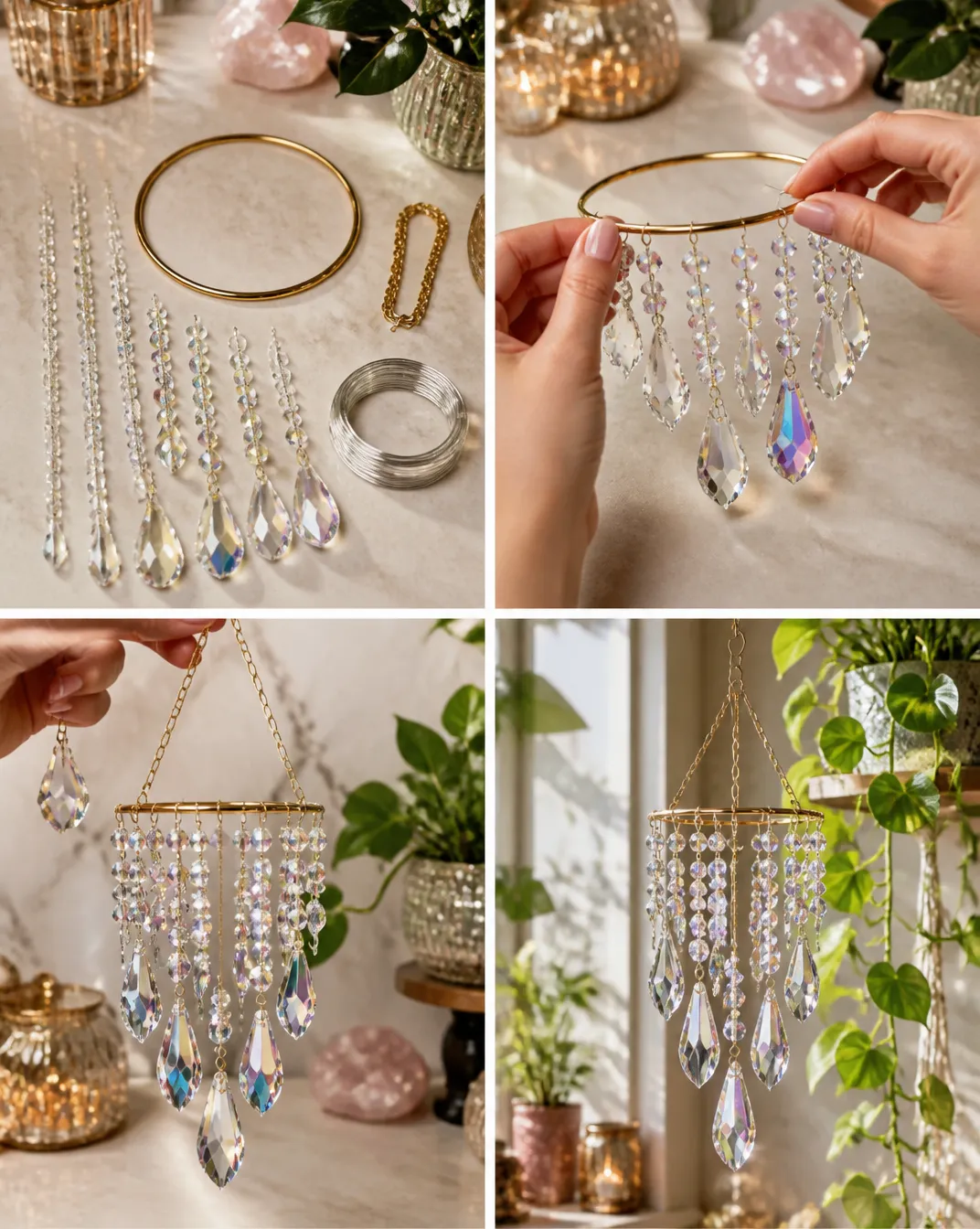 Crystal Hanging Plant Decor