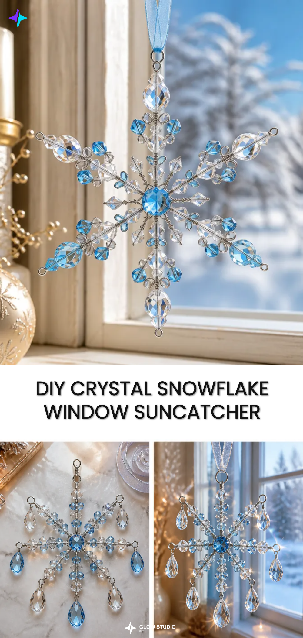 DIY Crystal Snowflake Window Suncatcher