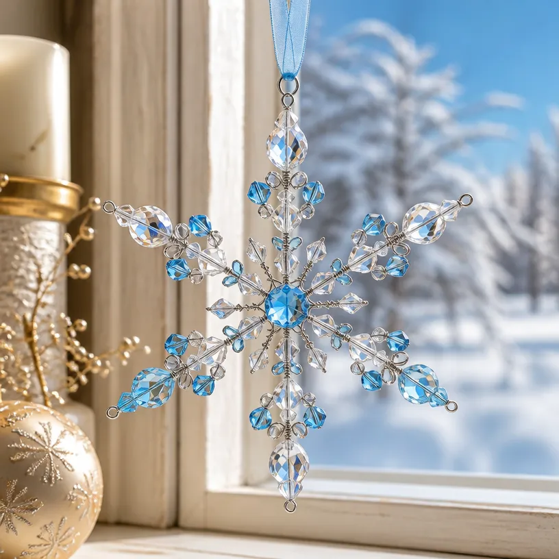 DIY Crystal Snowflake Window Suncatcher
