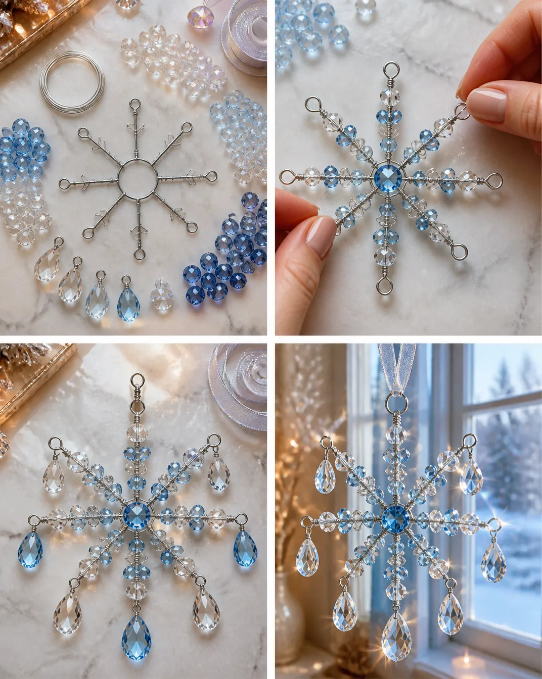 DIY Crystal Snowflake Window Suncatcher