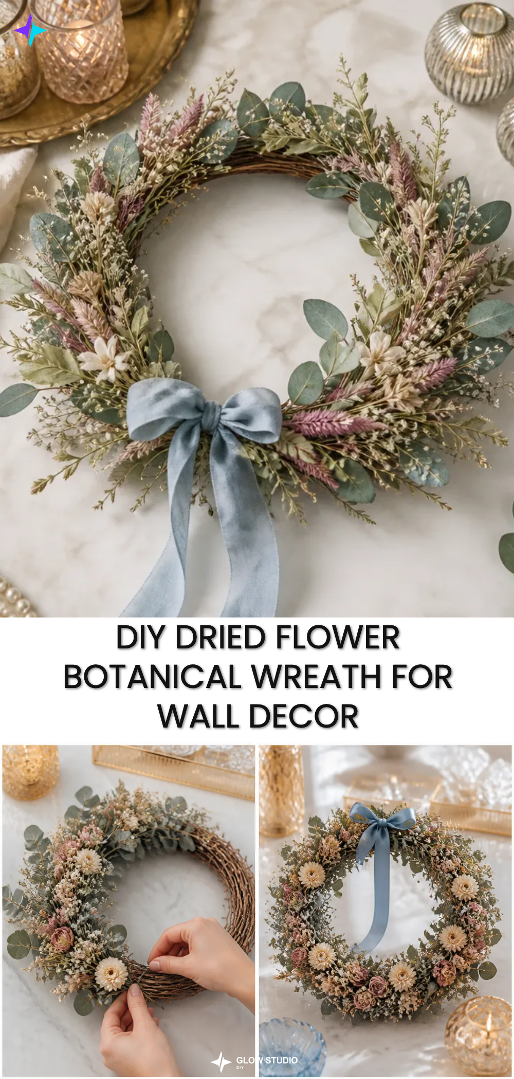 DIY Dried Flower Botanical Wreath for Wall Decor