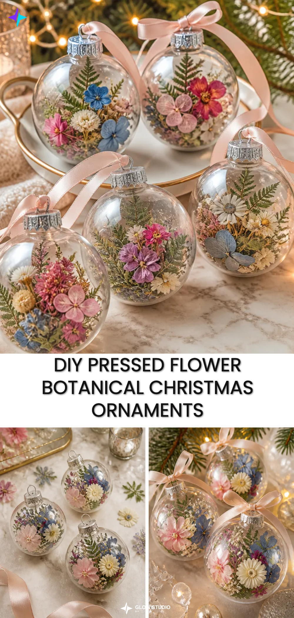 DIY Pressed Flower Botanical Christmas Ornaments