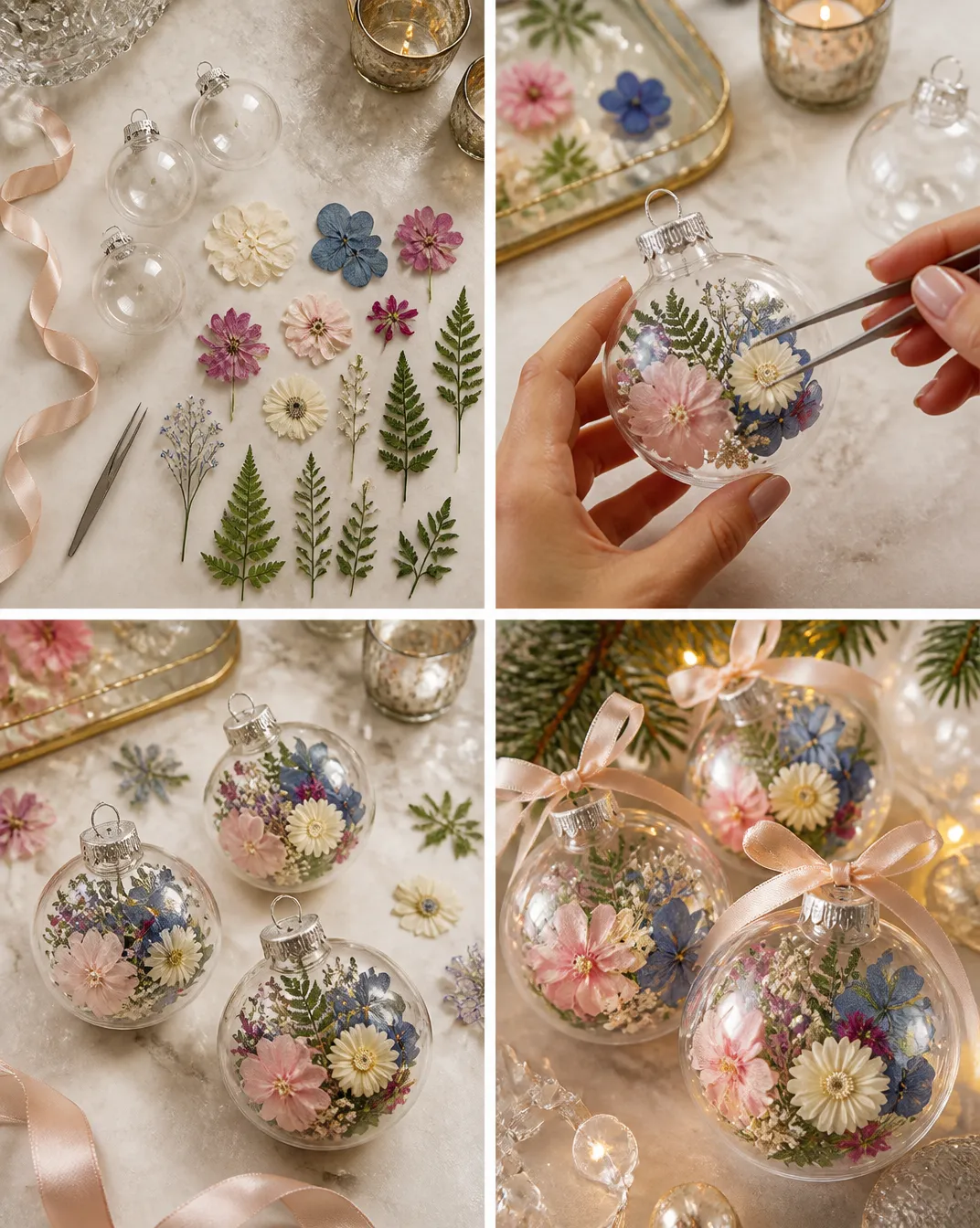 DIY Pressed Flower Botanical Christmas Ornaments