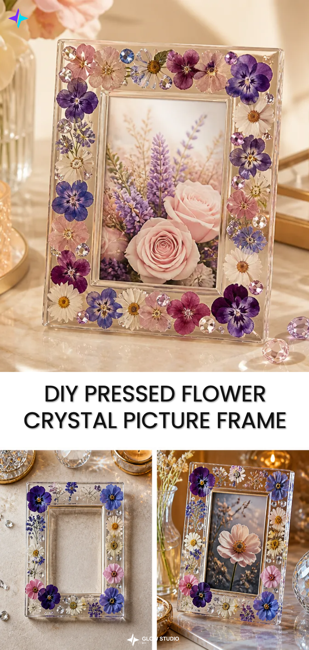 DIY Pressed Flower Crystal Picture Frame