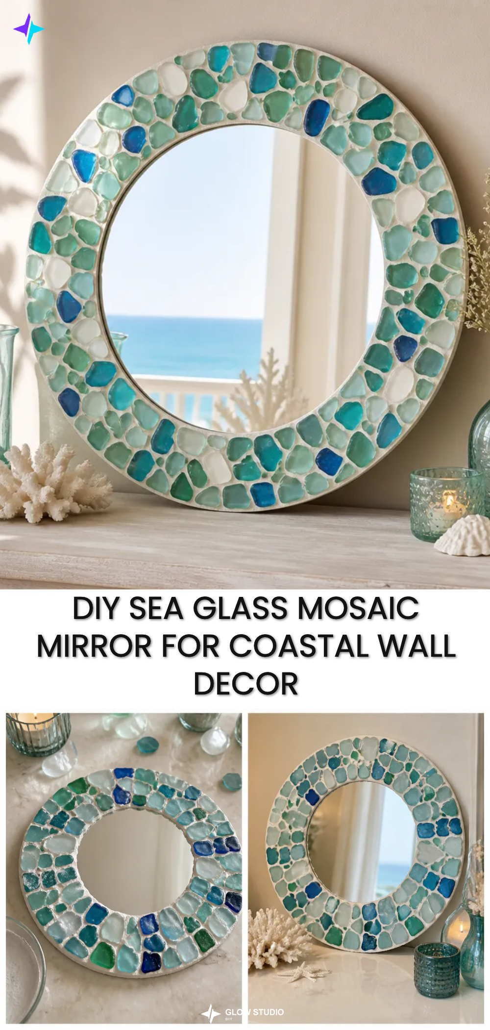 DIY Sea Glass Mosaic Mirror for Coastal Wall Decor