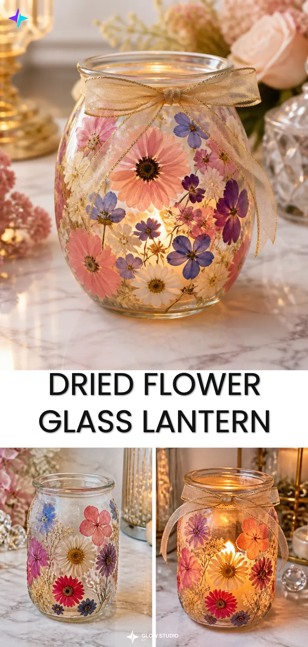 Dried Flower Glass Lantern