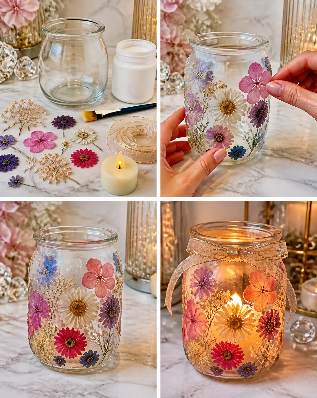 Dried Flower Glass Lantern