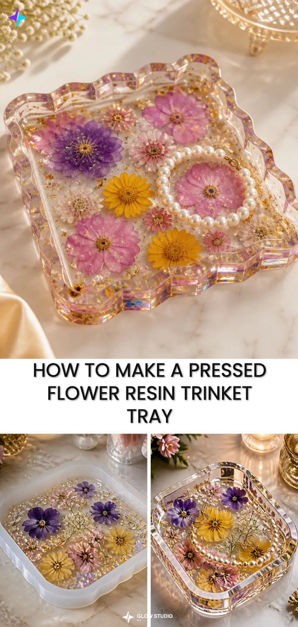 How to Make a Pressed Flower Resin Trinket Tray