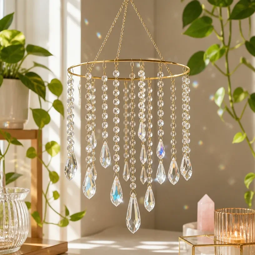 Crystal hanging plant decor showcasing elegant and modern style for indoor greenery
