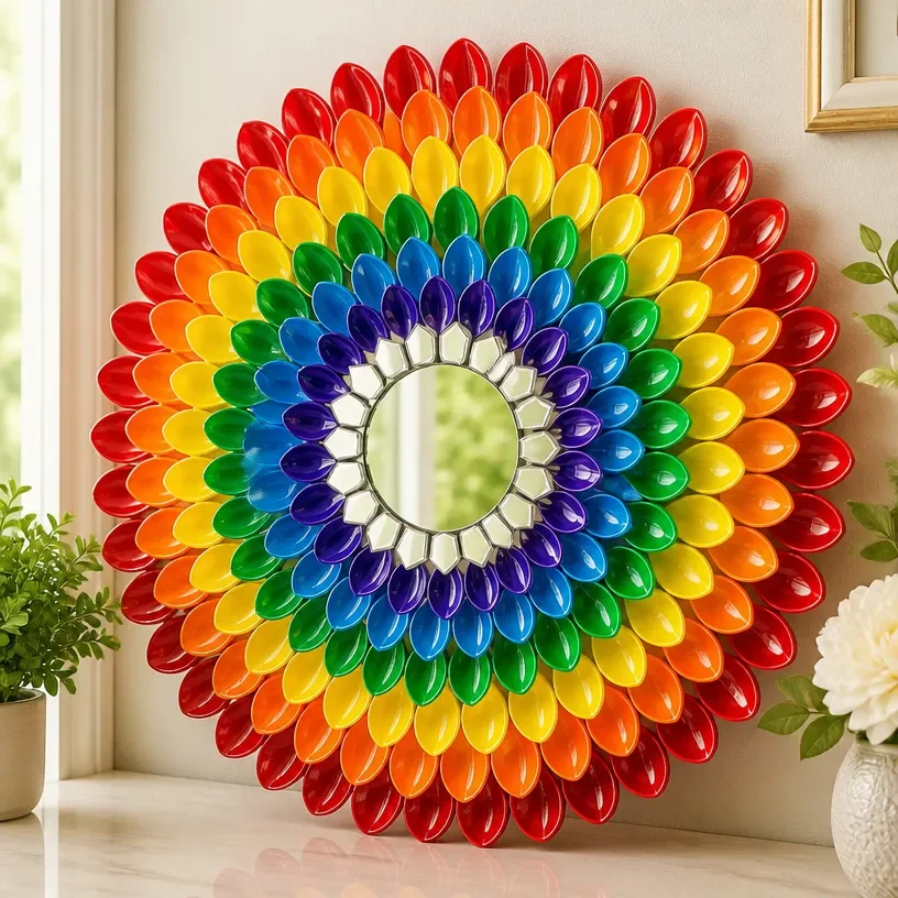 DIY crystal lotus prism mirror frame for elegant home decor