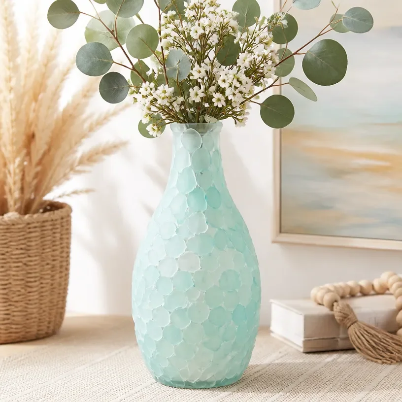 DIY faux sea glass vase for elegant home decor
