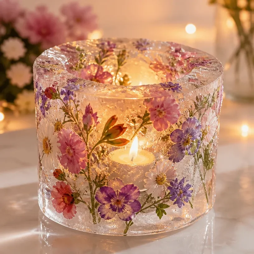 DIY icy crystal candle for elegant home decor