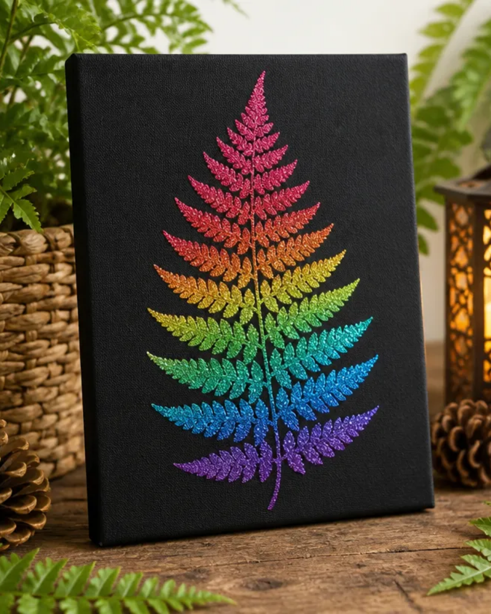 DIY Iridescent Rainbow Fern Wall Art for Contemporary Home Decor