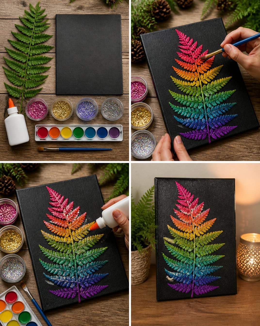 Iridescent Rainbow Fern Wall Art for Contemporary Home Decor