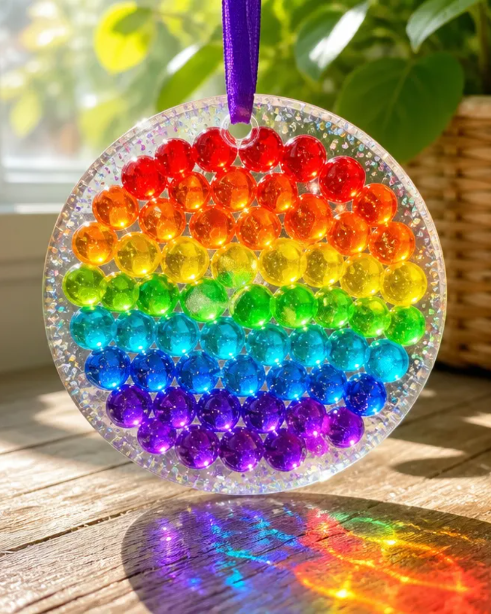 DIY Prismatic Rainbow Crystal Ice Window Suncatcher