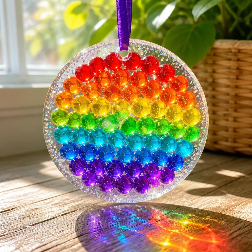 Prismatic Rainbow Crystal Ice Window Suncatcher