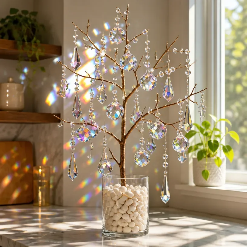 DIY Rainbow Prism Crystal Tree for beautiful home decor