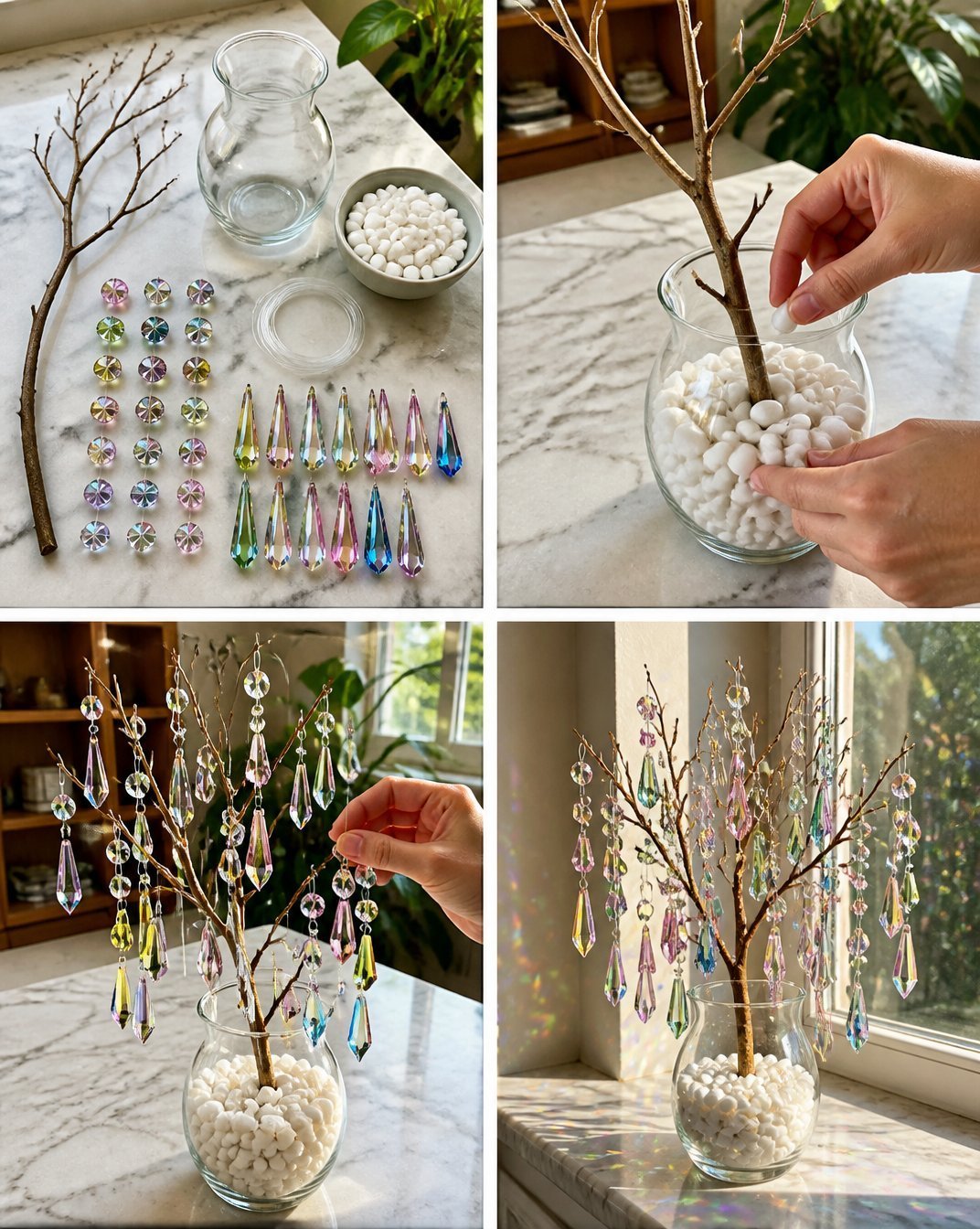 DIY Rainbow Prism Crystal Tree for Home Decor