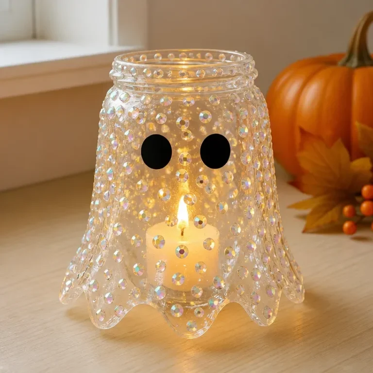 DIY spooky cute crystal ghost lantern for Halloween decoration