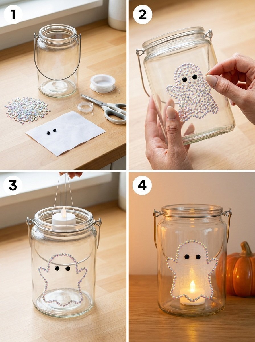 Spooky Cute Crystal Ghost Lantern for Halloween Decor