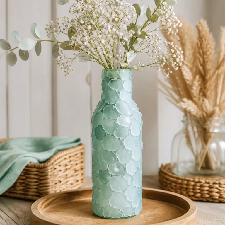 DIY artificial sea glass vase for coastal home decor