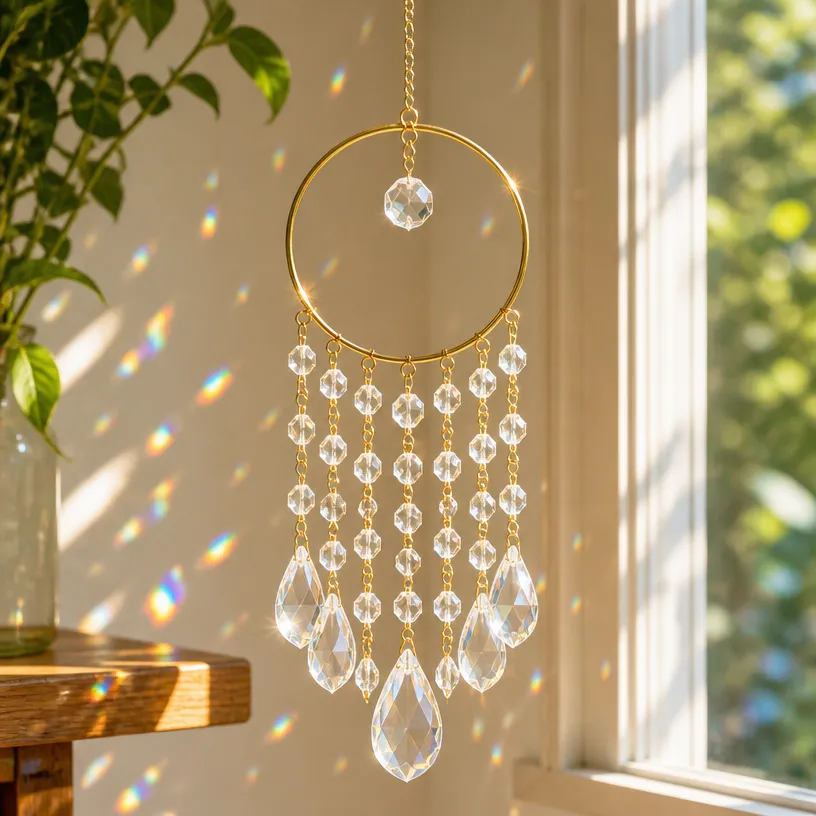 Crystal Glass Suncatcher for Hanging Window Decor
