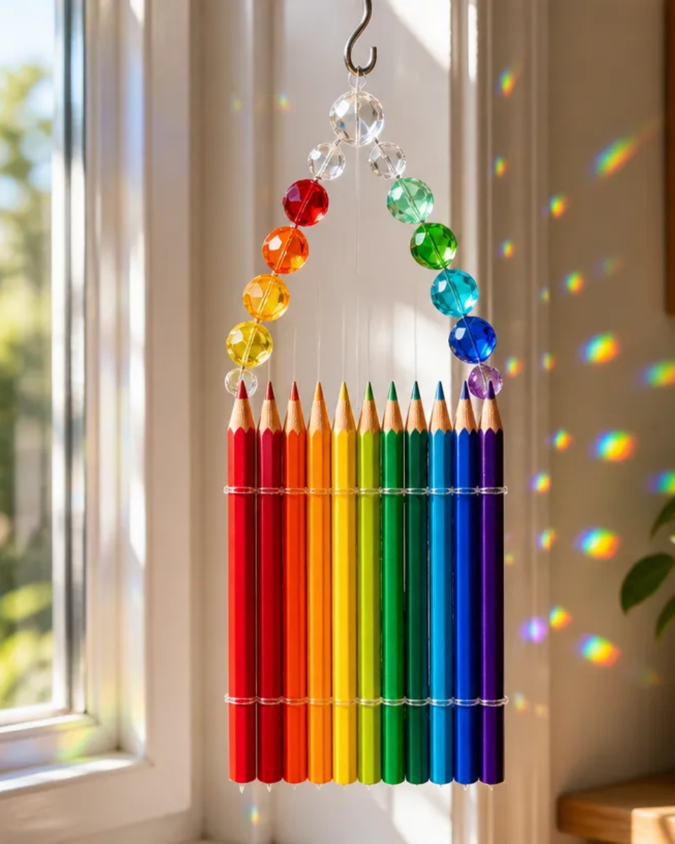 DIY Crystal Rainbow Pencil Suncatcher for Window Decor
