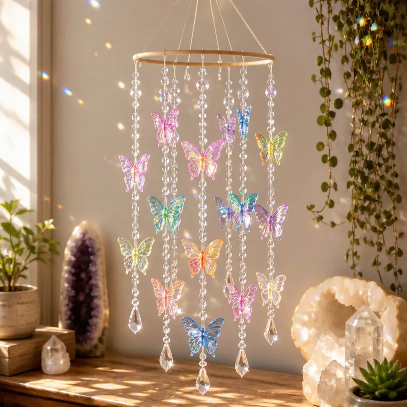 Elegant Crystal Butterfly Mobile for Nursery Decor