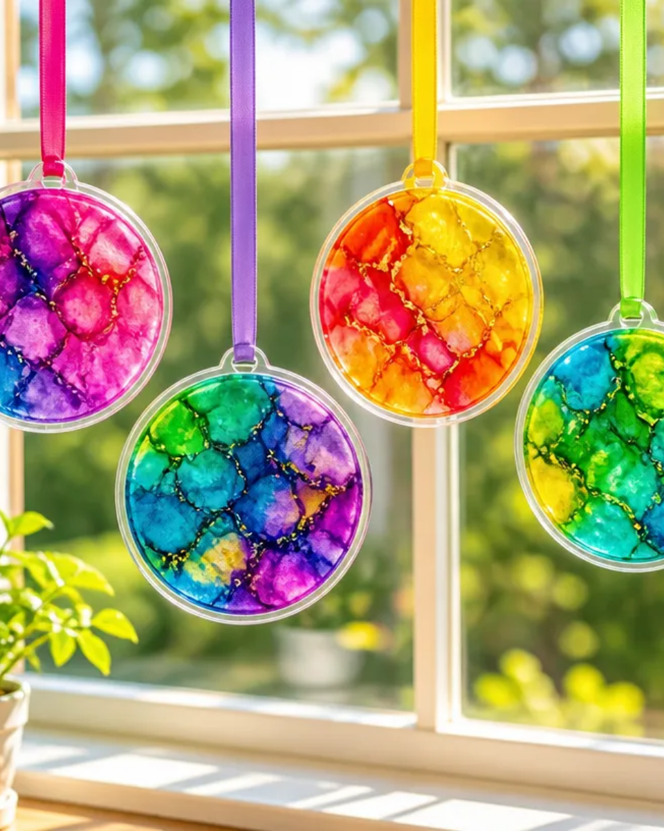 DIY Faux Stained Glass Suncatchers for Sunny Windows