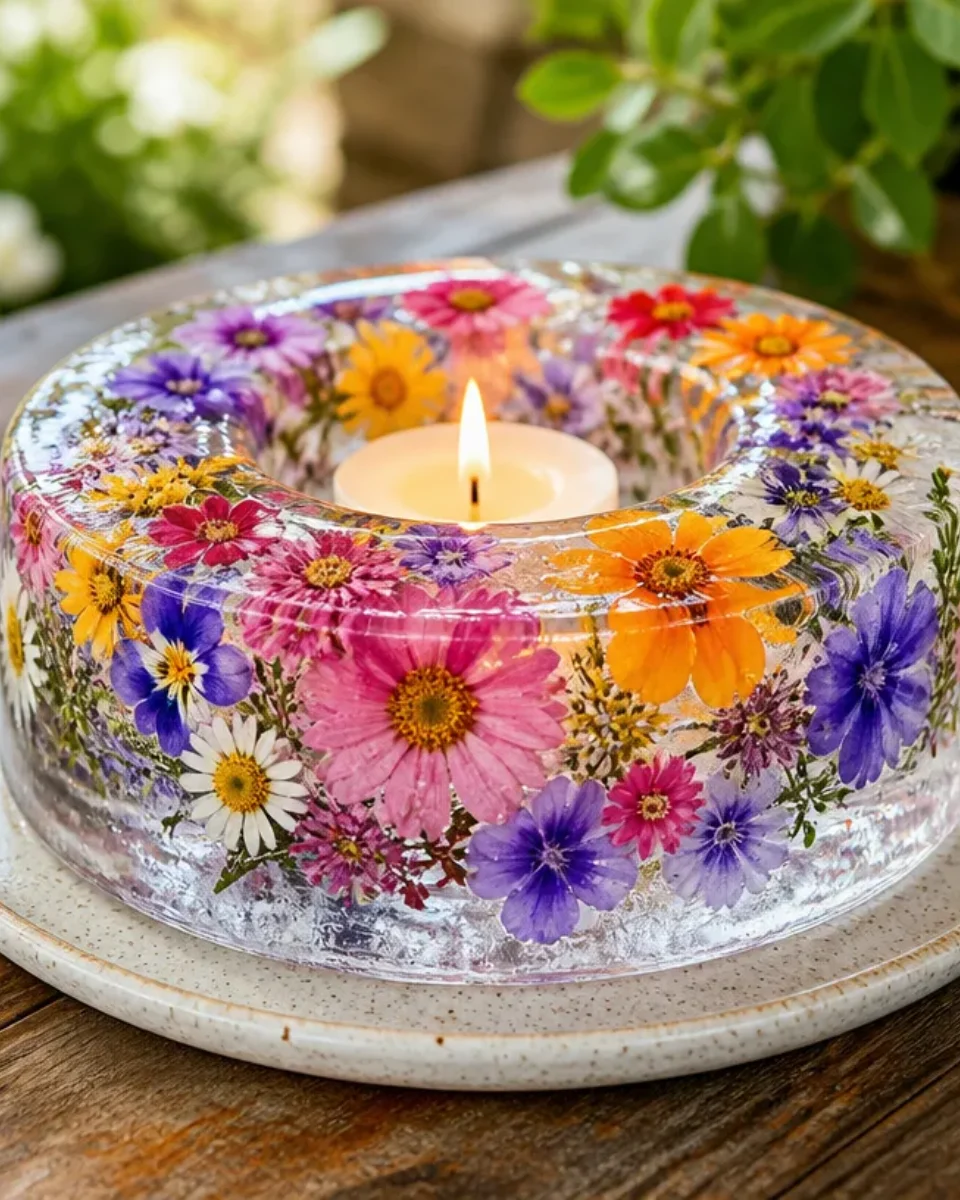 DIY Floral Ice Candle Centerpiece for Summer Parties