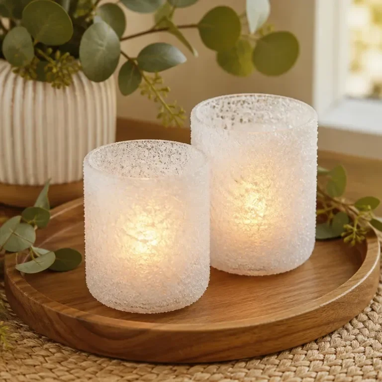 DIY frosted glass candle holders for elegant home decor