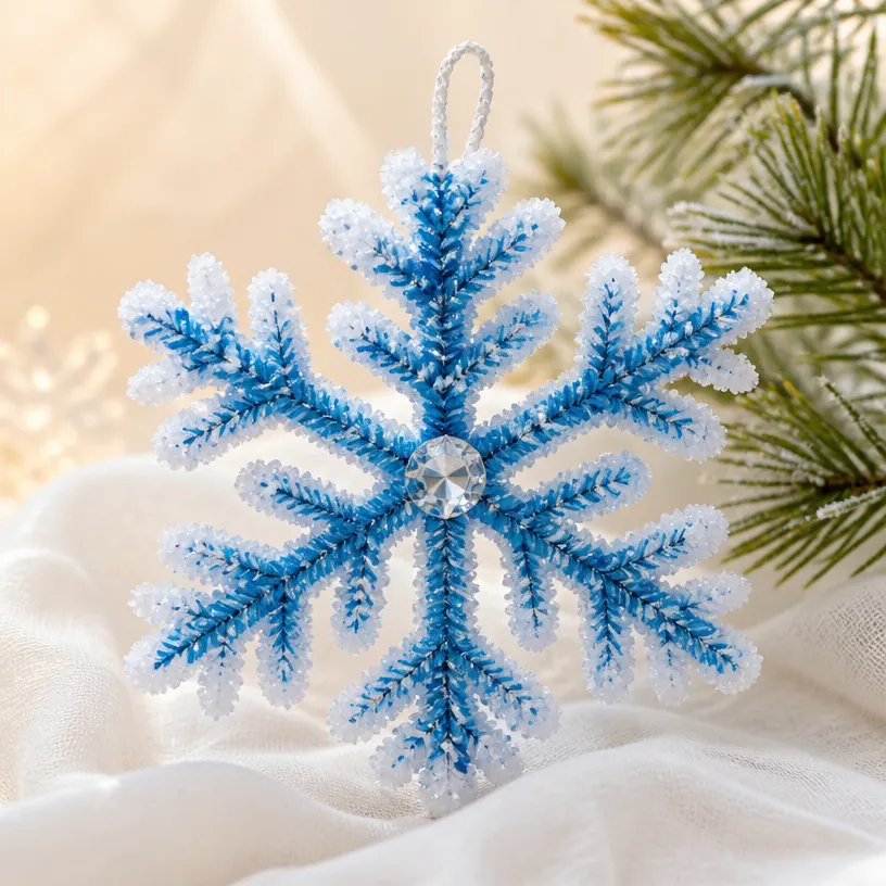 Glistening Snowflake Ornament with Crystal Accent
