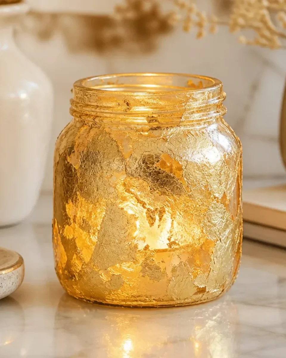 DIY Golden Leaf Candle Holder for Elegant Gold Home Decor