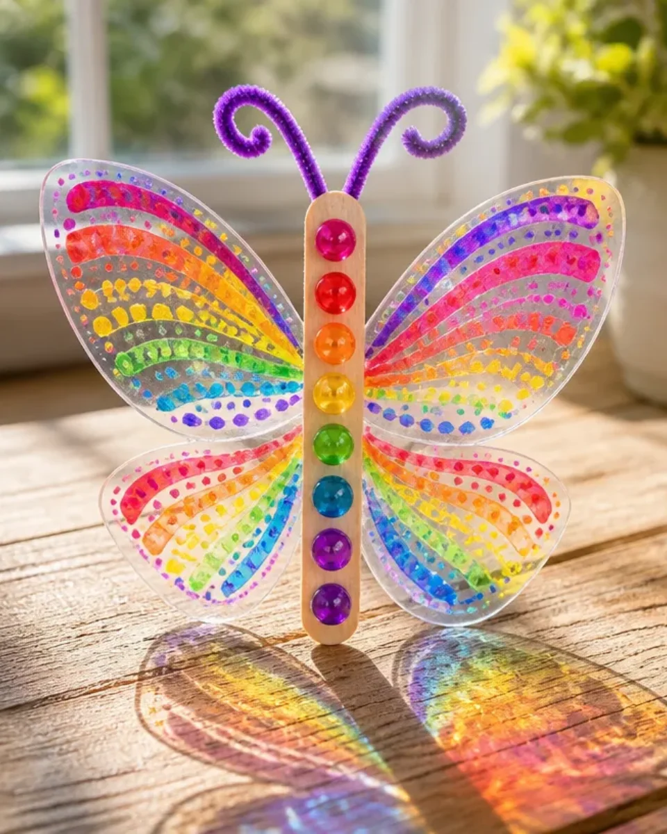 DIY Magic Rainbow Dragonfly Suncatcher for Window Decor