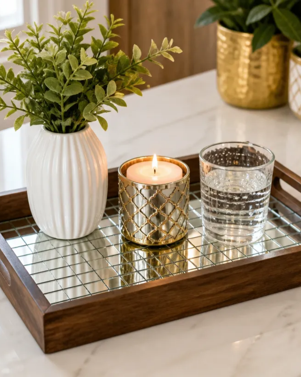 DIY Modern Mirror Mosaic Serving Tray Tutorial