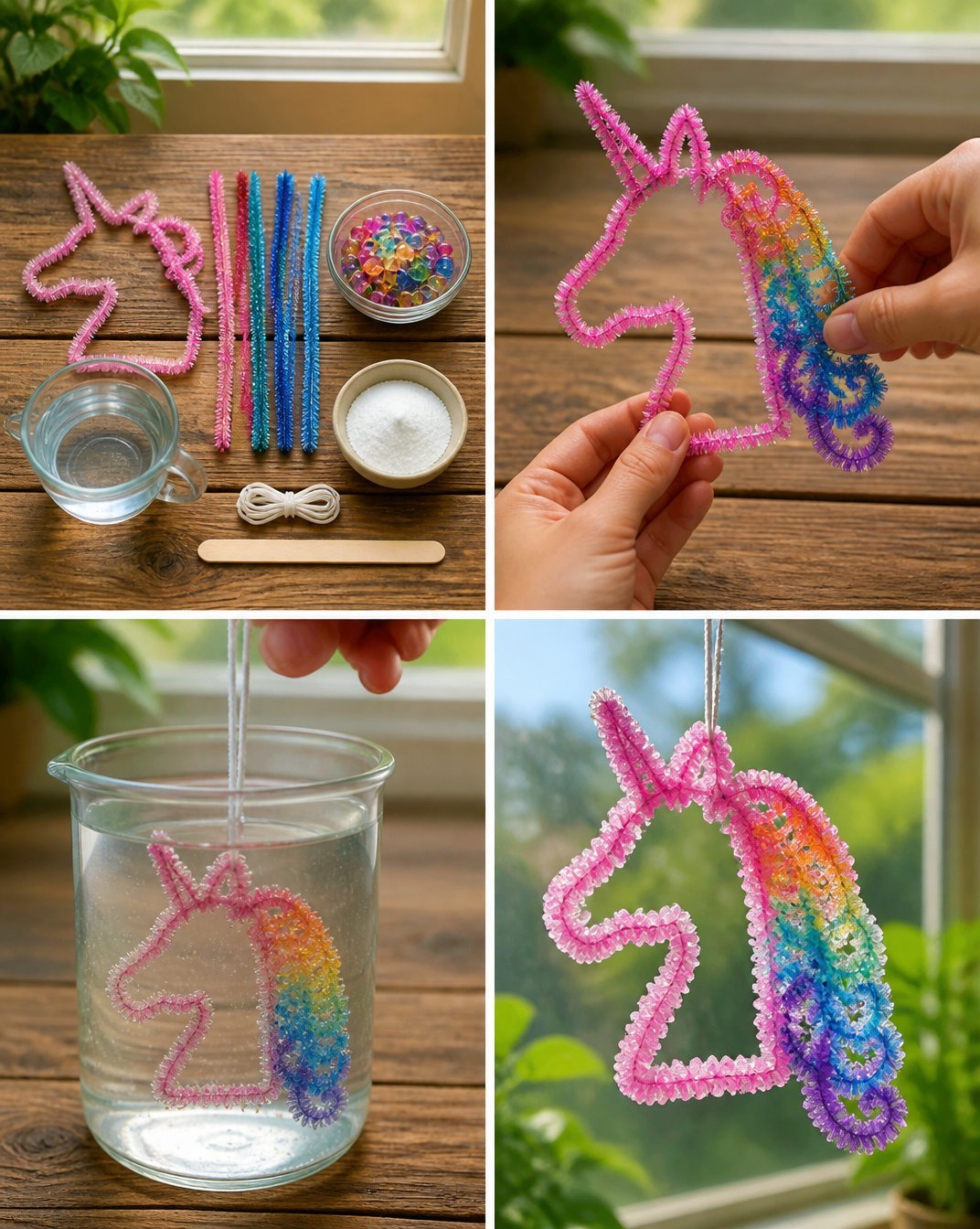 Pink Crystal Unicorn Suncatcher - Clear Glass Window Decor