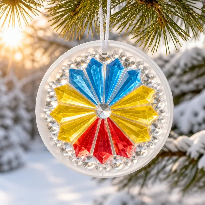 DIY rainbow ice ornament sparkling decor for the holidays