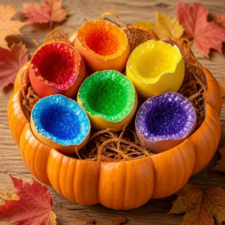 DIY Rainbow Crystal Geodes for Pumpkin Decor