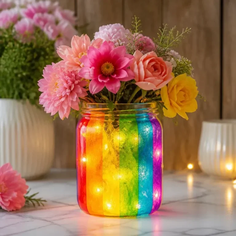 DIY rainbow glow flower vase for modern home decor