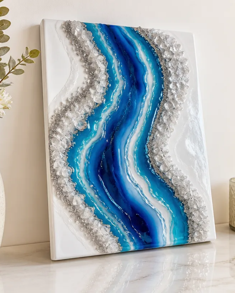 DIY Resin Geode Wall Art With Faux Crystal Decor