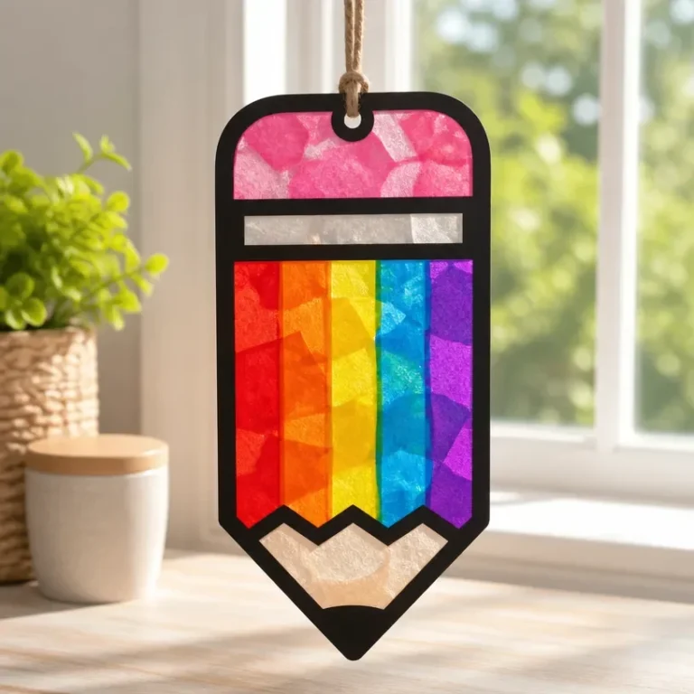 DIY rainbow stained glass pencil suncatcher tutorial