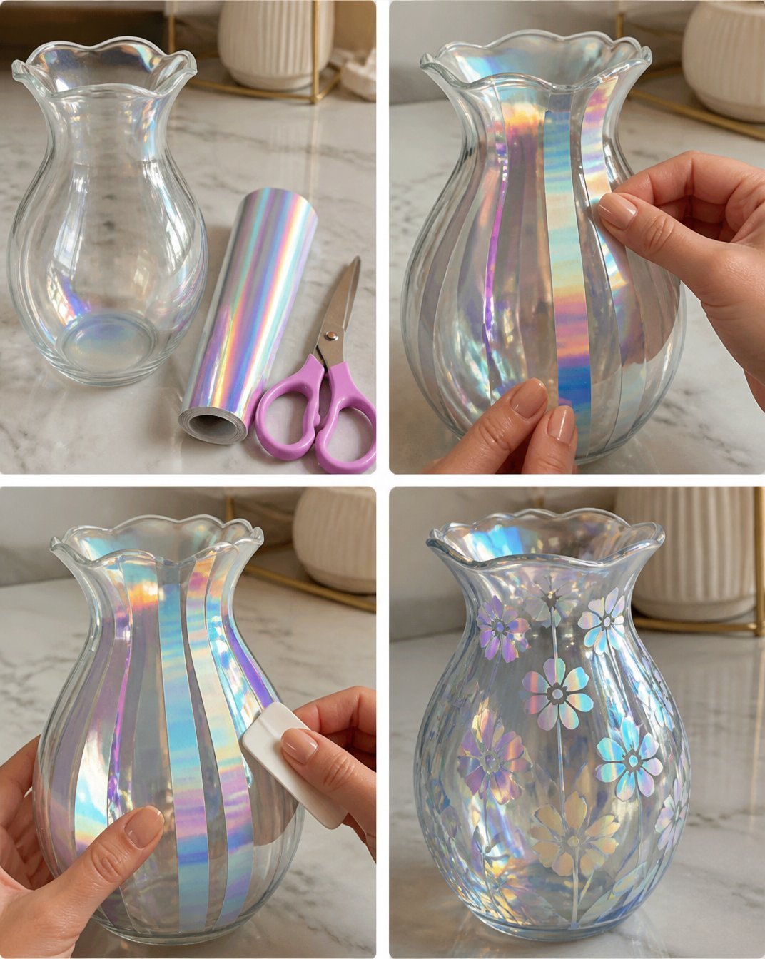 Prism-Glass Holographic Flower Vase - Modern Bloom Decor