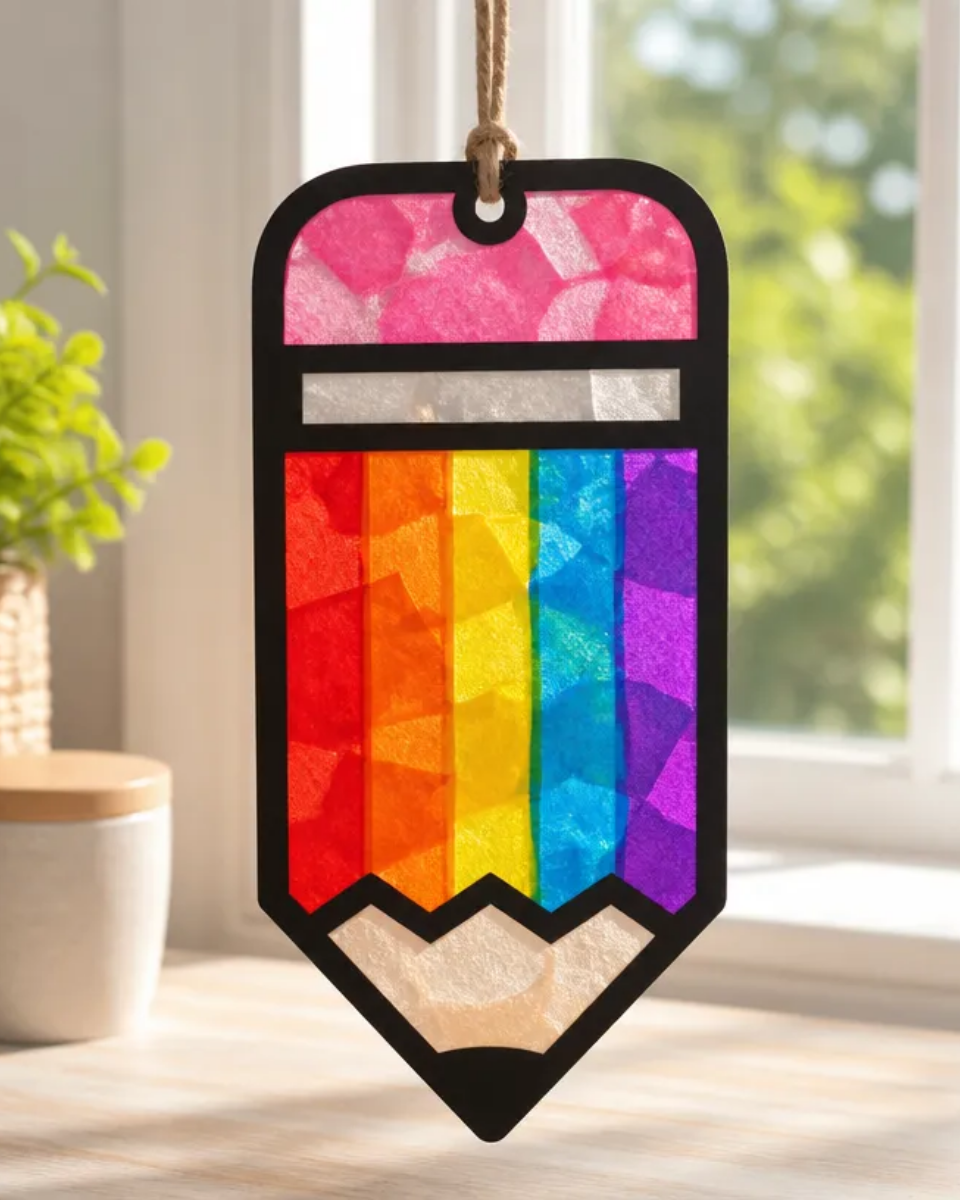 How to Make a Rainbow Stained Glass Pencil Suncatcher