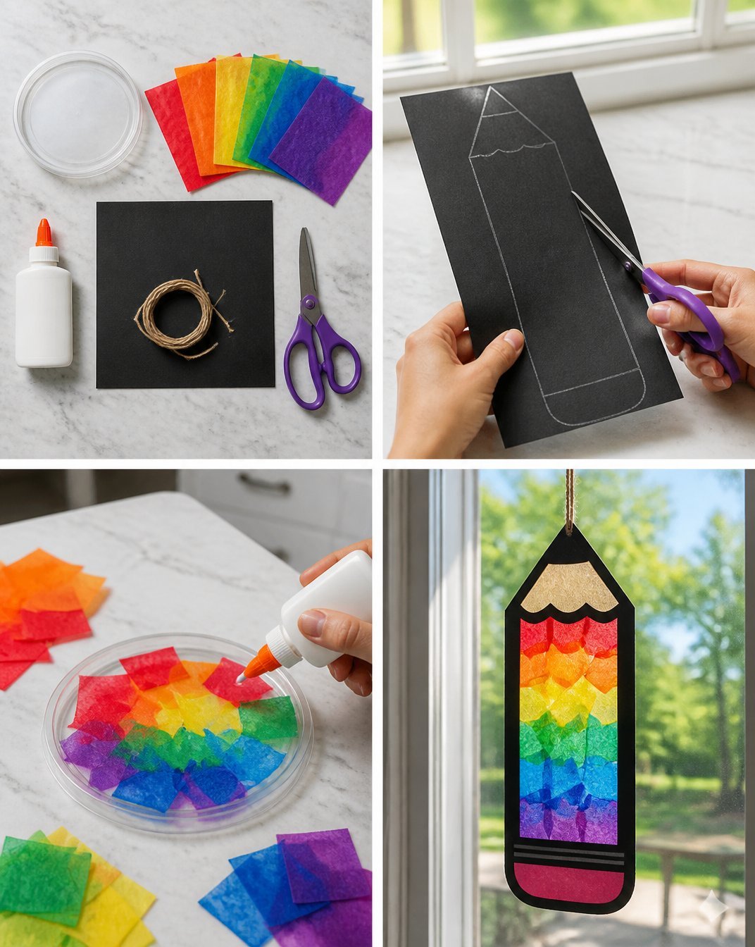 Rainbow Stained Glass Pencil Suncatcher