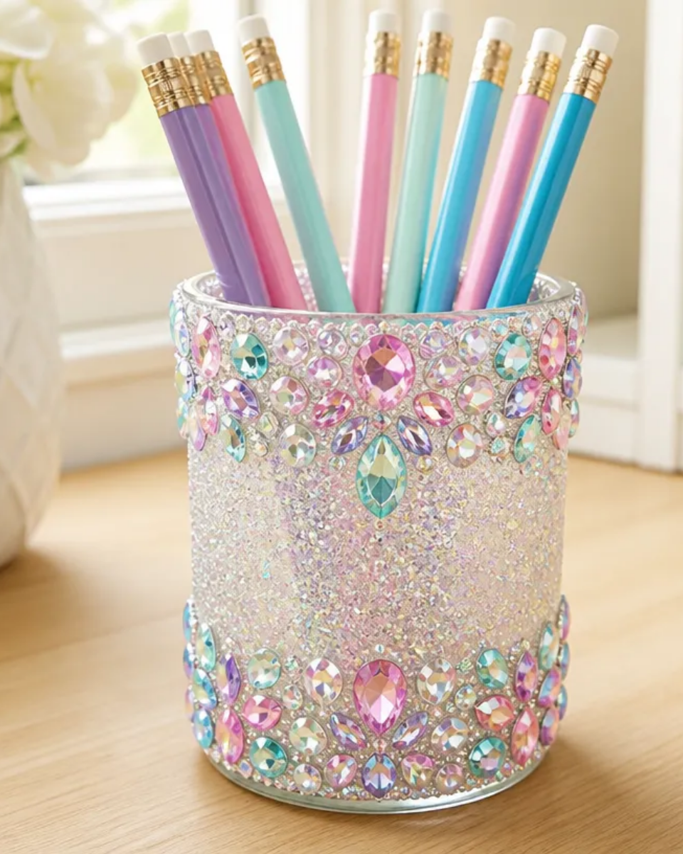 Iridescent Unicorn Crystal Pencil Holder