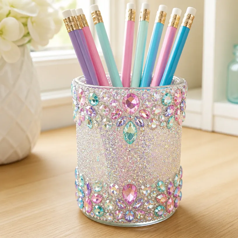 Iridescent Unicorn Crystal Pencil Holder